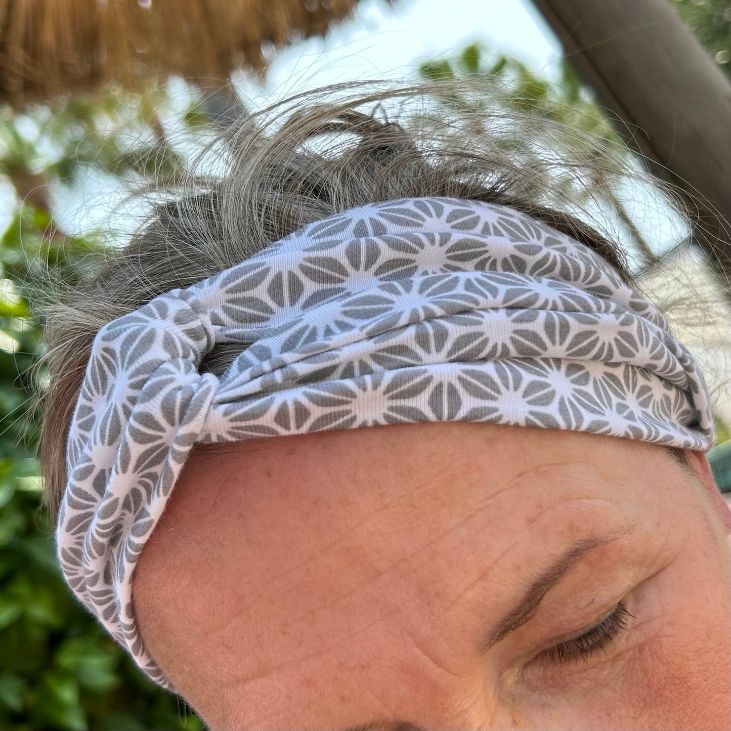 Light Grey Geometric Pattern Jersey Headband