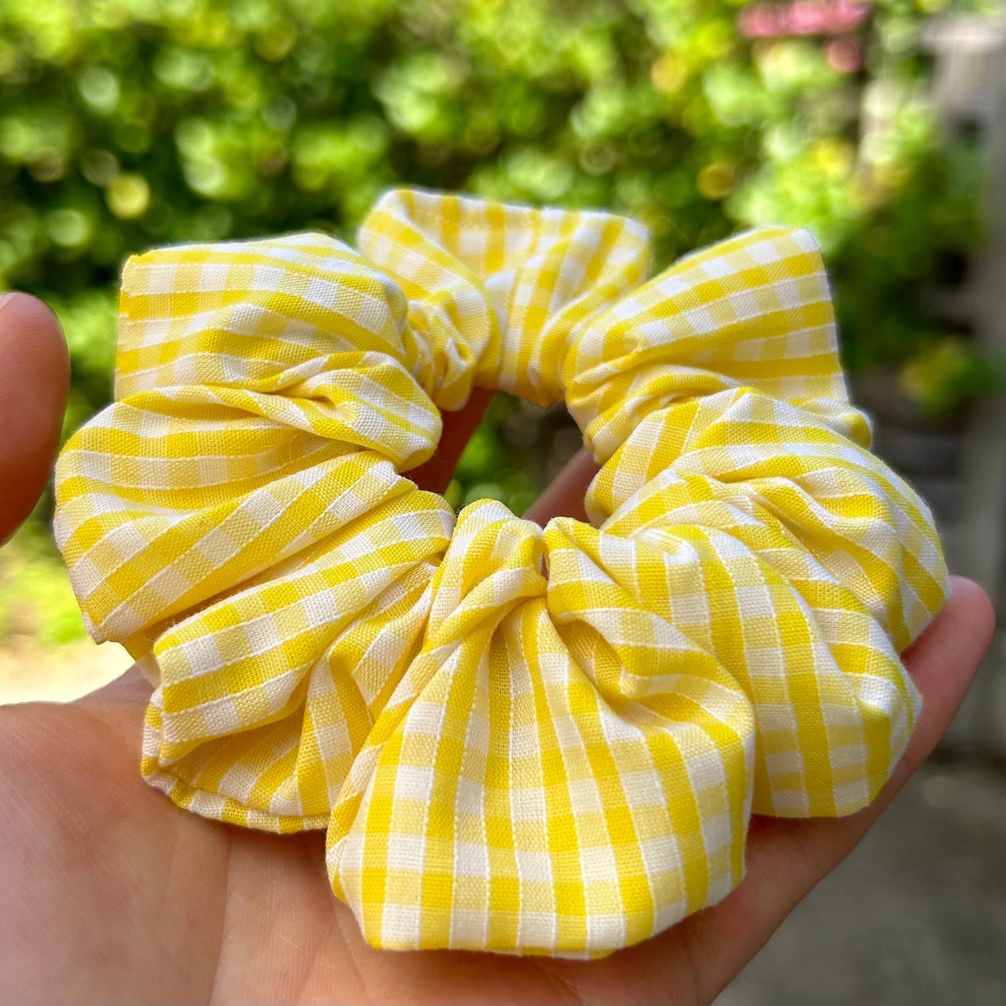 Yellow Gingham Scrunchie