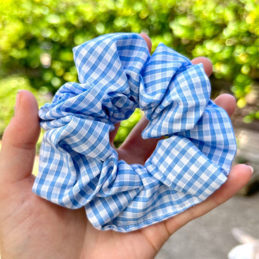 Blue Gingham Scrunchie