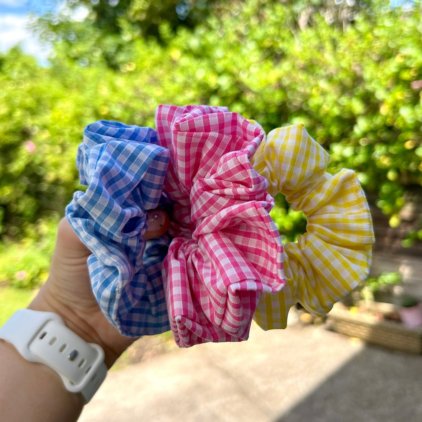 Blue Gingham Scrunchie