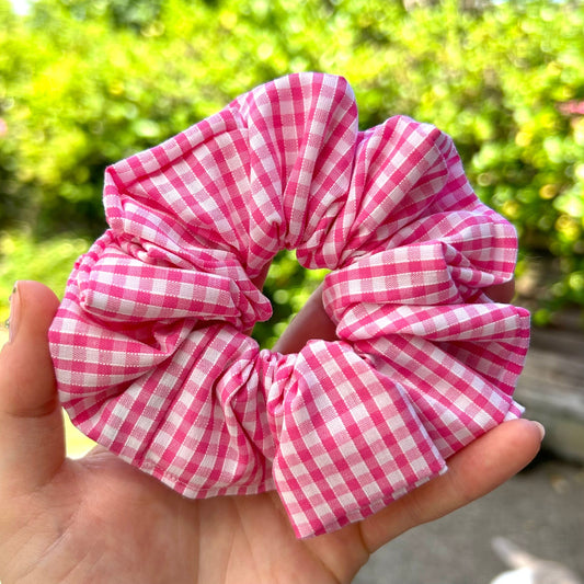 Pink Gingham Scrunchie