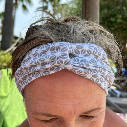 Light Grey Geometric Pattern Jersey Headband