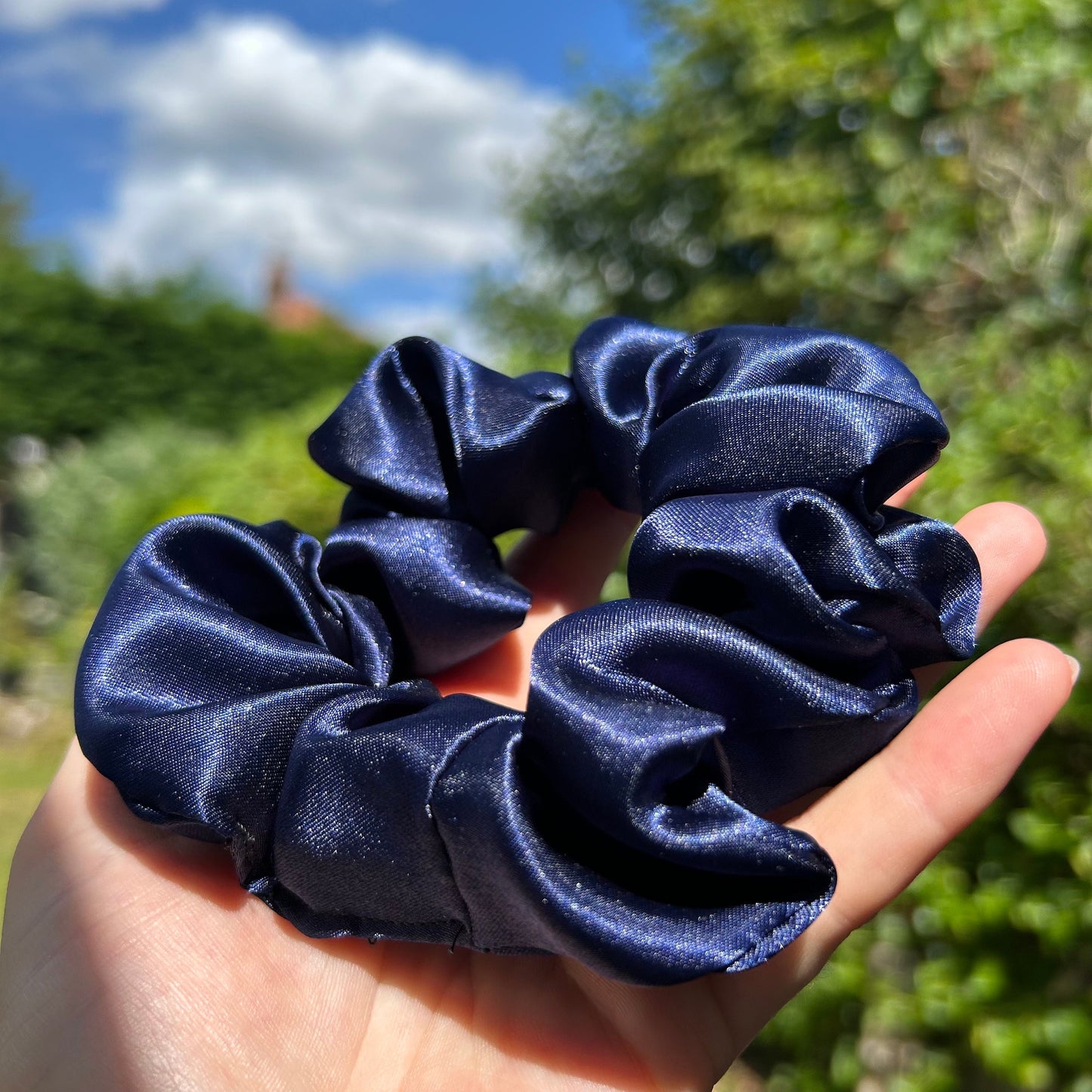 Midnight Blue Satin Scrunchie