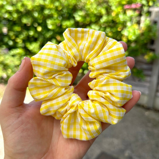 Yellow Gingham Scrunchie