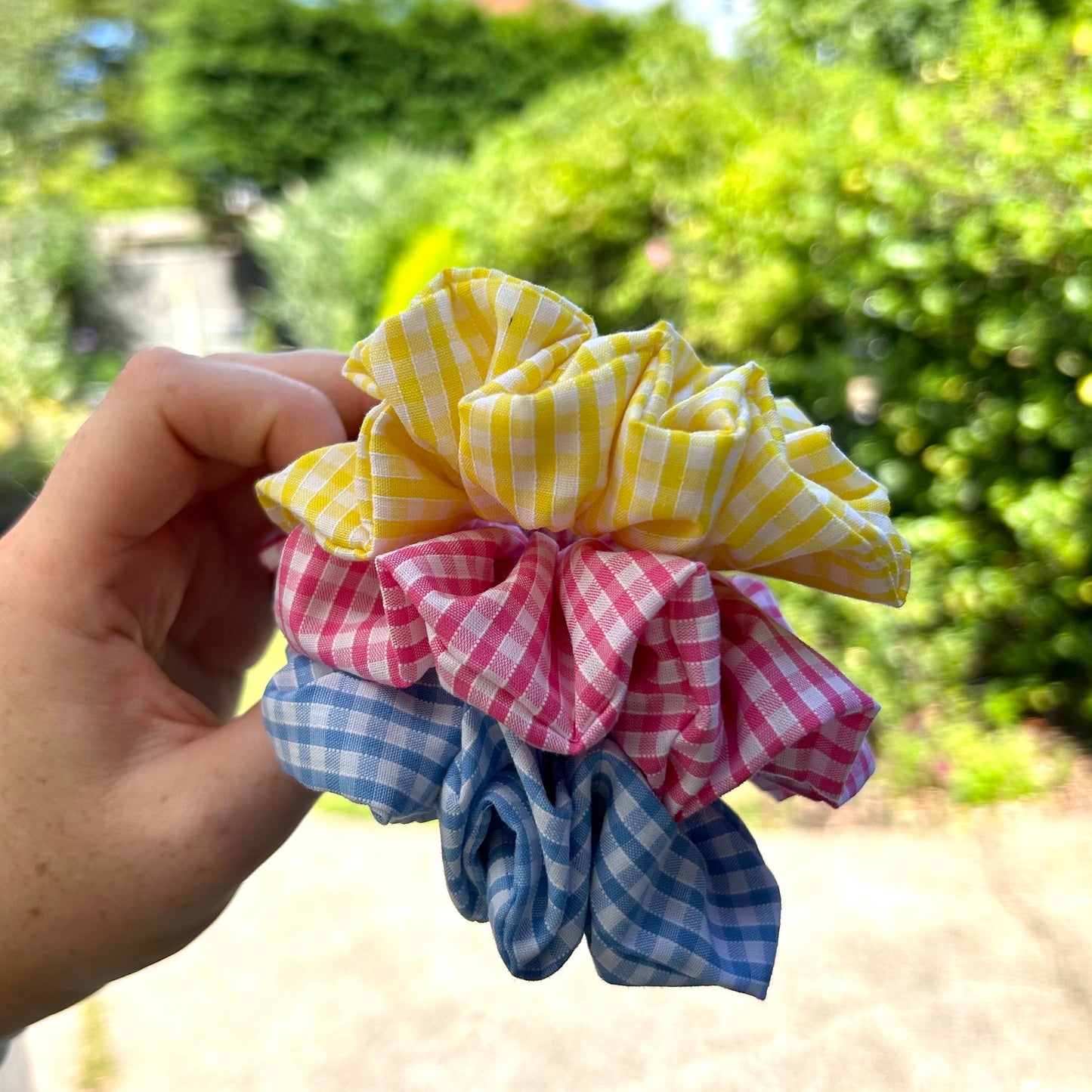 Blue Gingham Scrunchie