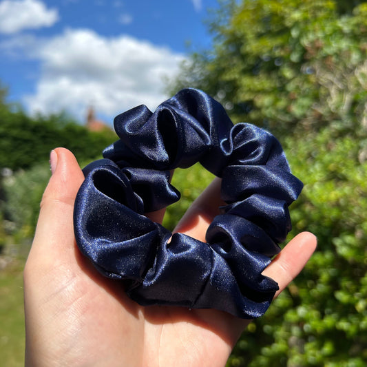 Midnight Blue Satin Scrunchie