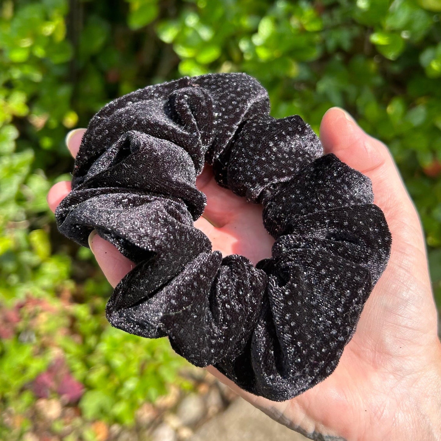 Black Sparkly Velvet Scrunchie