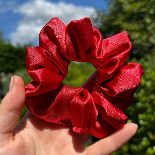 Bright Red Satin Scrunchie