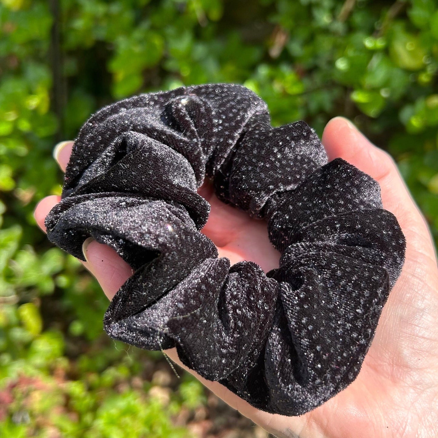Black Sparkly Velvet Scrunchie