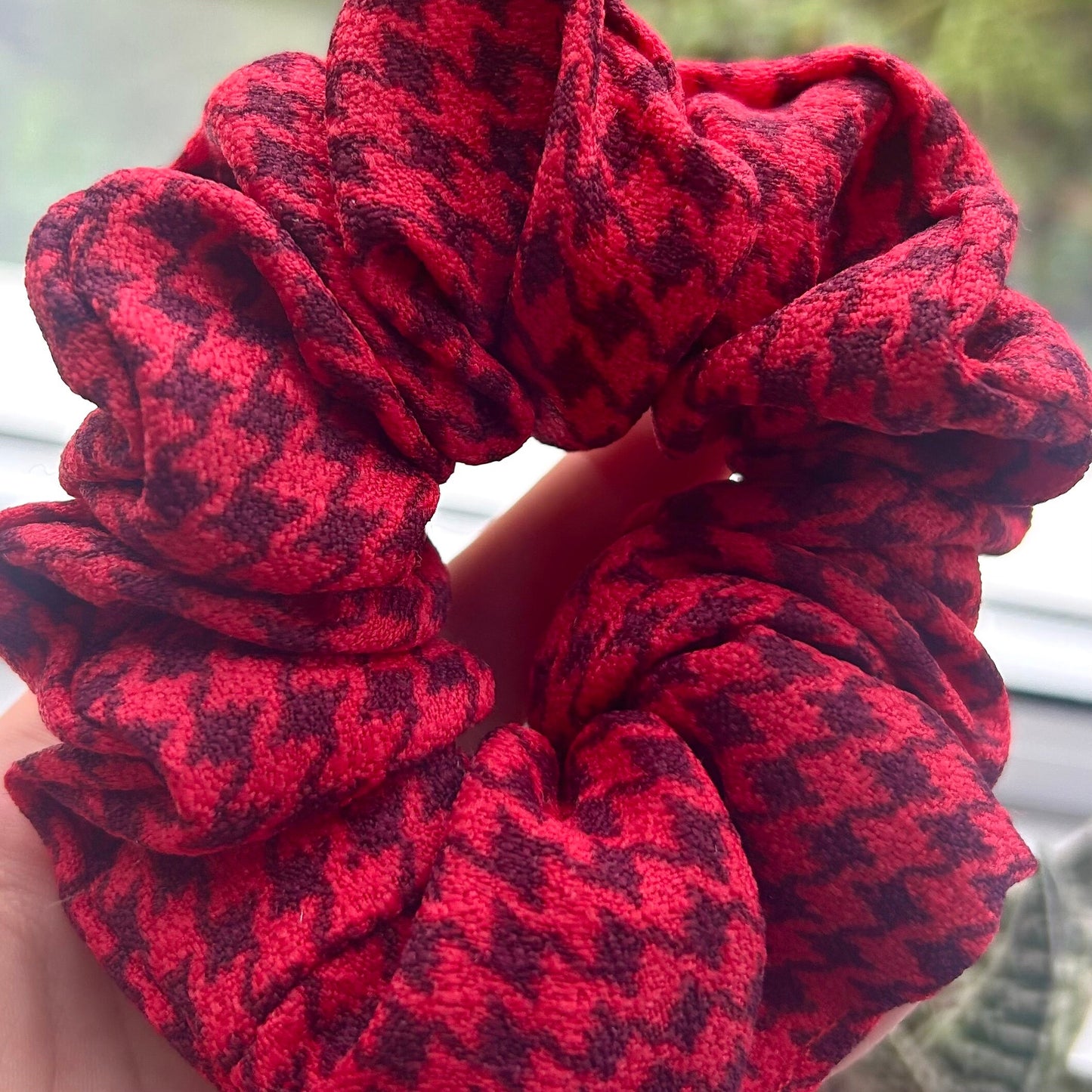 Red Houndstooth Scrunchie