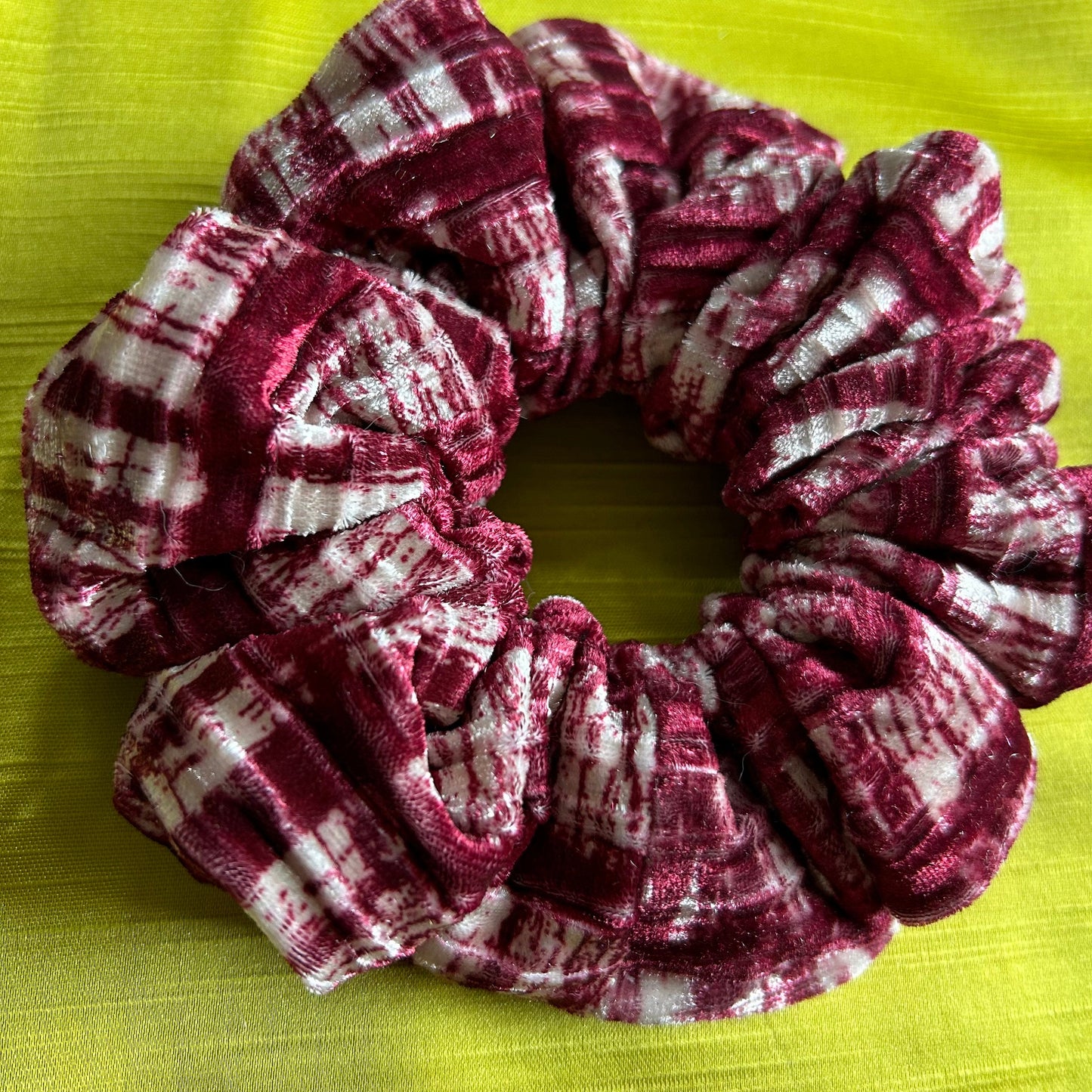 Maroon Velvet Patterned Scrunchie