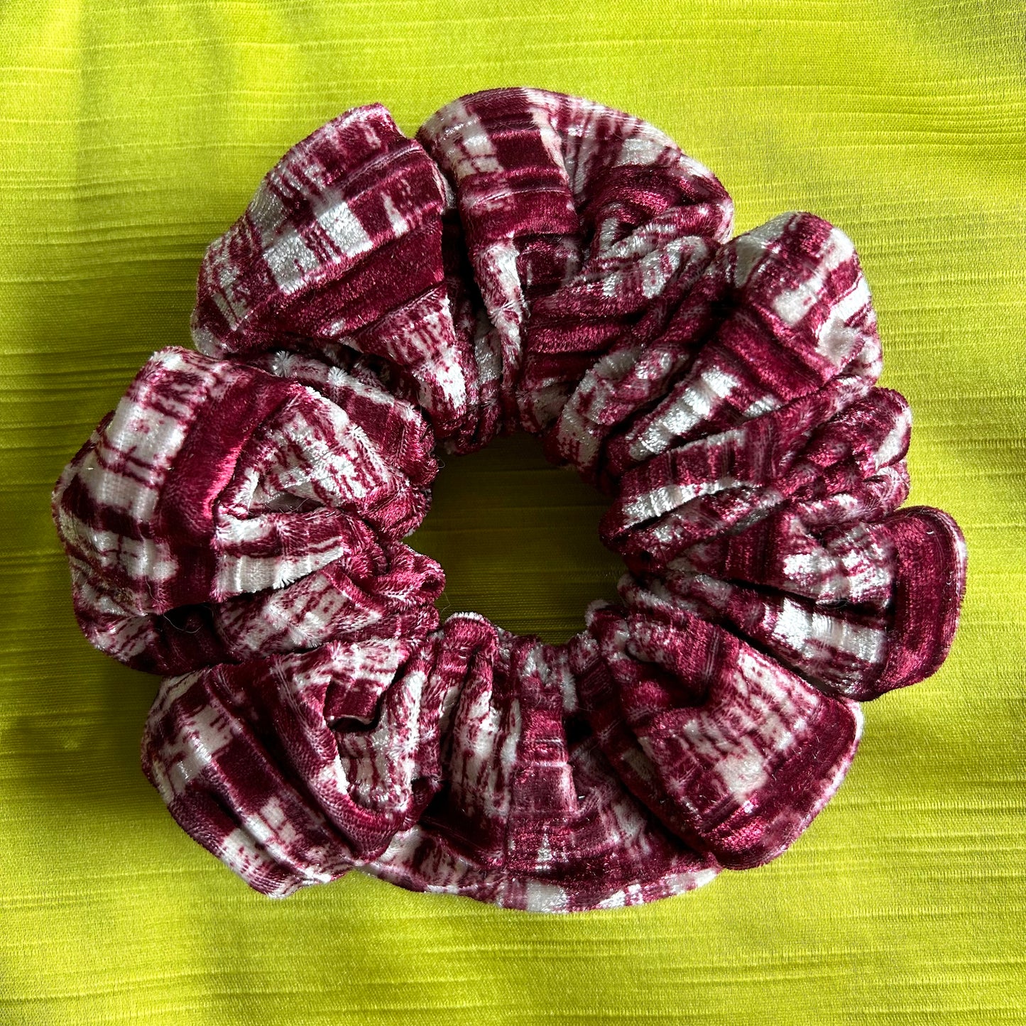 Maroon Velvet Patterned Scrunchie
