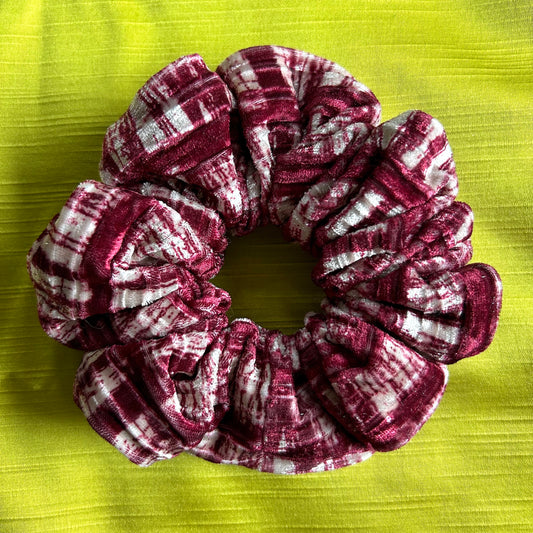 Maroon Velvet Patterned Scrunchie
