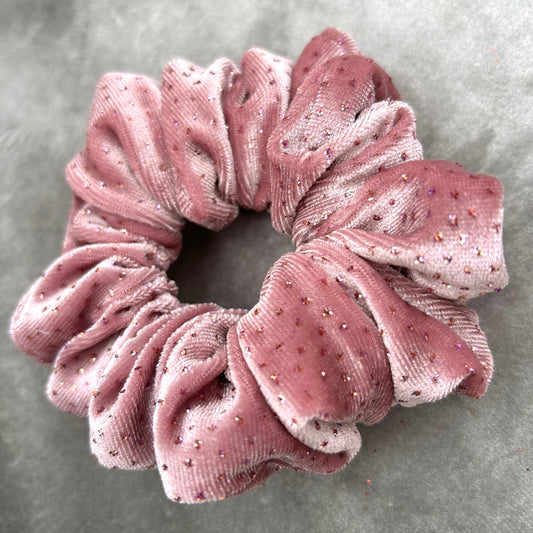 Pink Sparkly Velvet Scrunchie