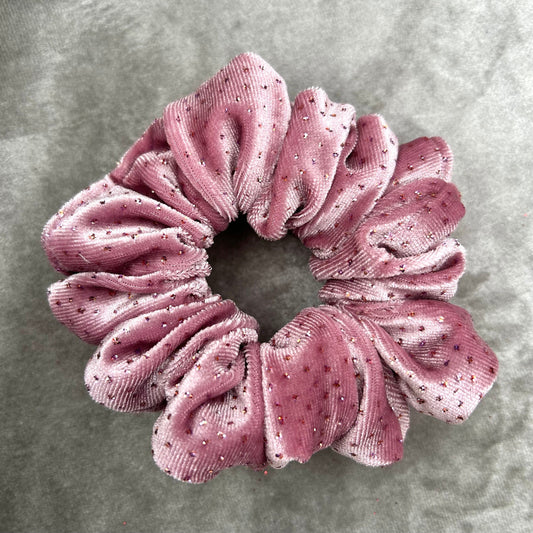 Pink Sparkly Velvet Scrunchie
