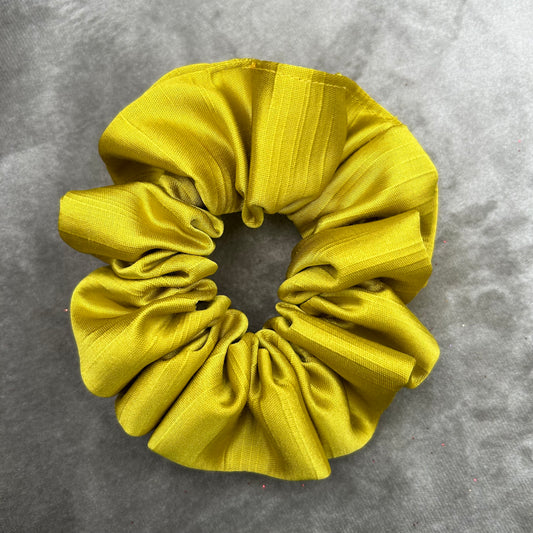 Mustard Crinkle Thick Satin Scrunchie