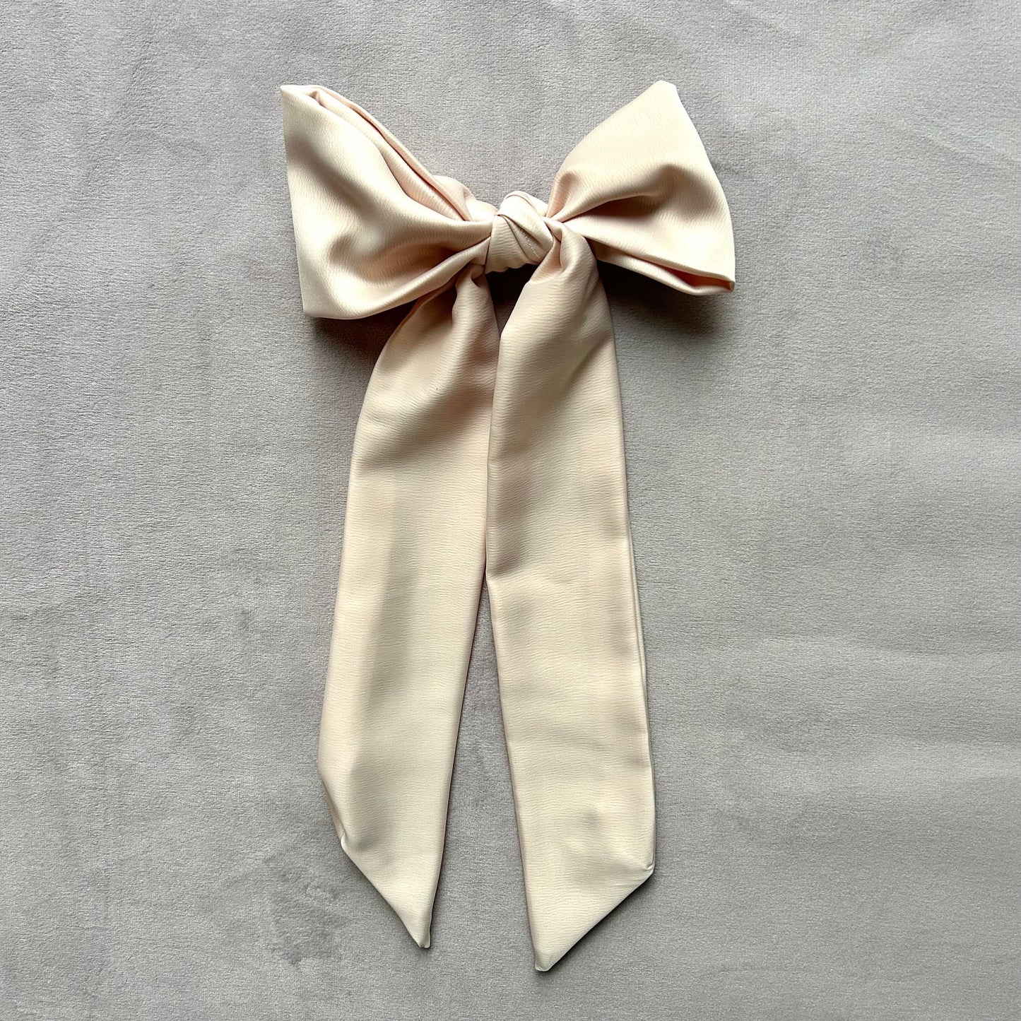 Ivory Cream Large Satin Hair Bow on Silver Clip