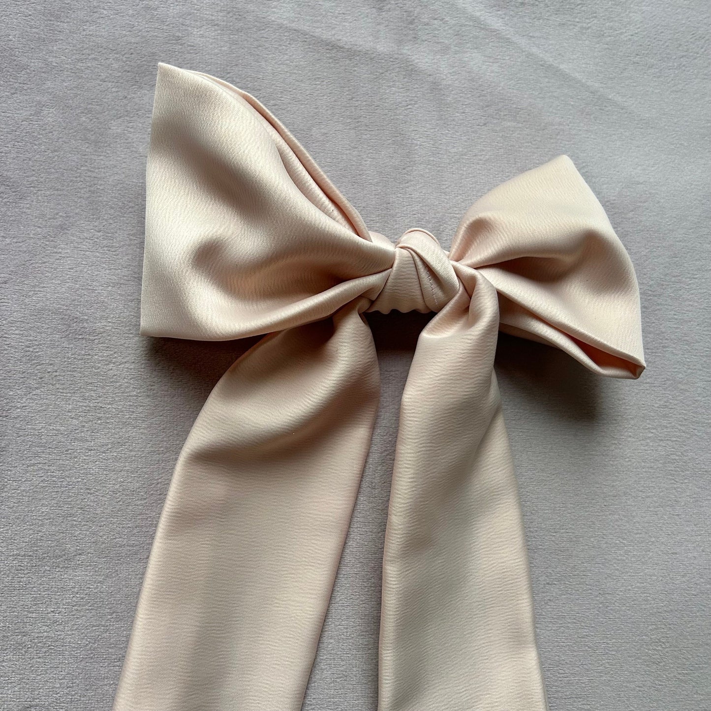 Ivory Cream Large Satin Hair Bow on Silver Clip