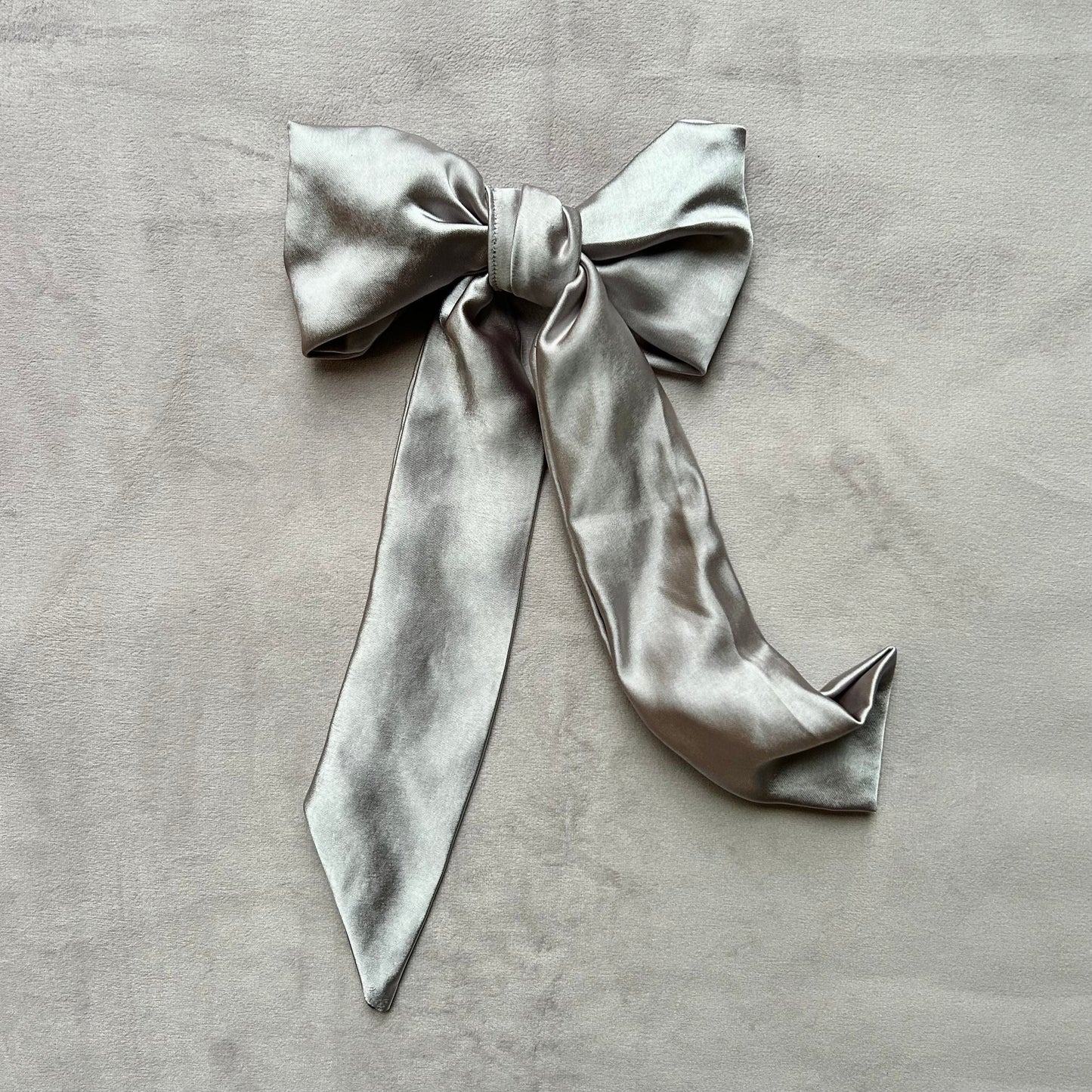 Dusky Lilac Large Satin Hair Bow on Silver Clip